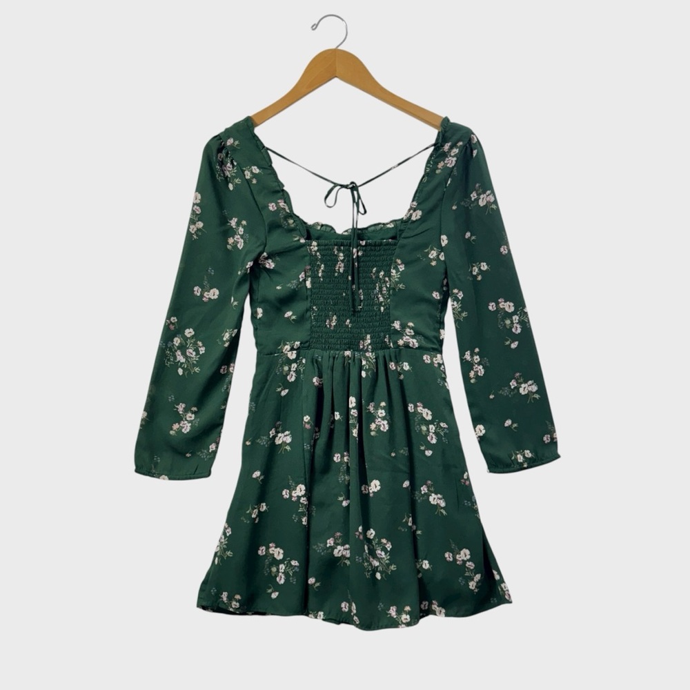 Abercrombie & Fitch Forest Green Floral Long Sleeve Mini Dress - Picture 3 of 11